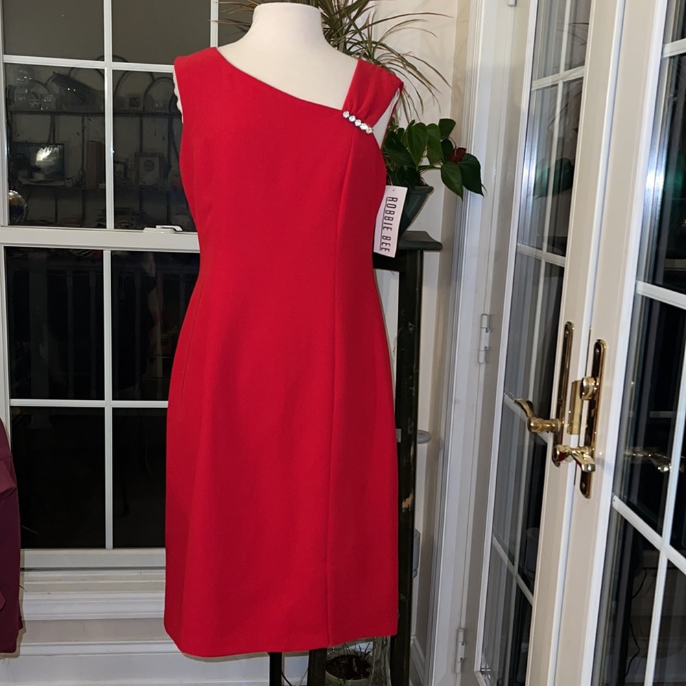 Robbie Bee RED Cocktail dress 12 lined NWT